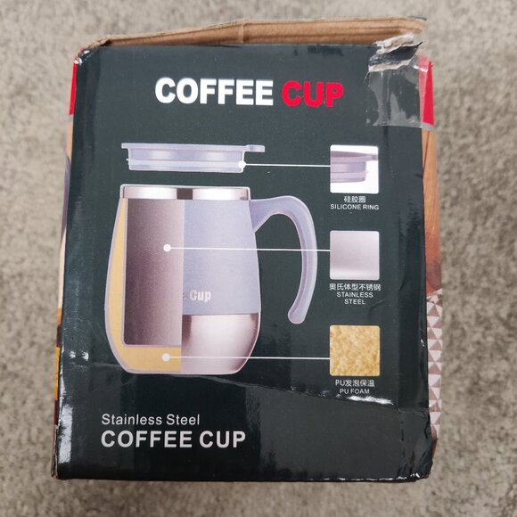 NEW Stainless Steel Coffee Cup With Lid In Beige Color Drink On The Go Travel - Picture 6 of 7